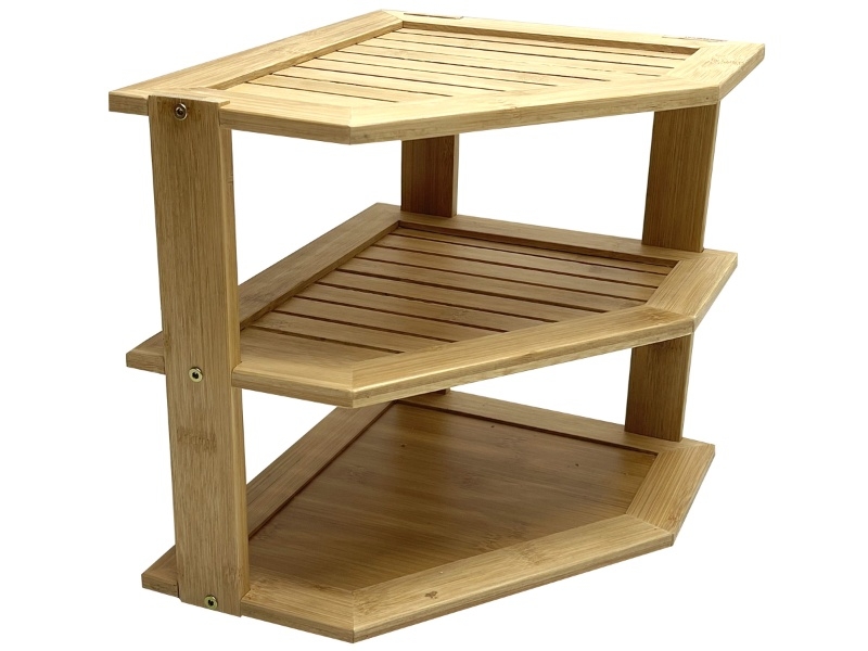 Top-tier 3-Tier Bamboo Corner Shelf - Sustainable Storage Solution